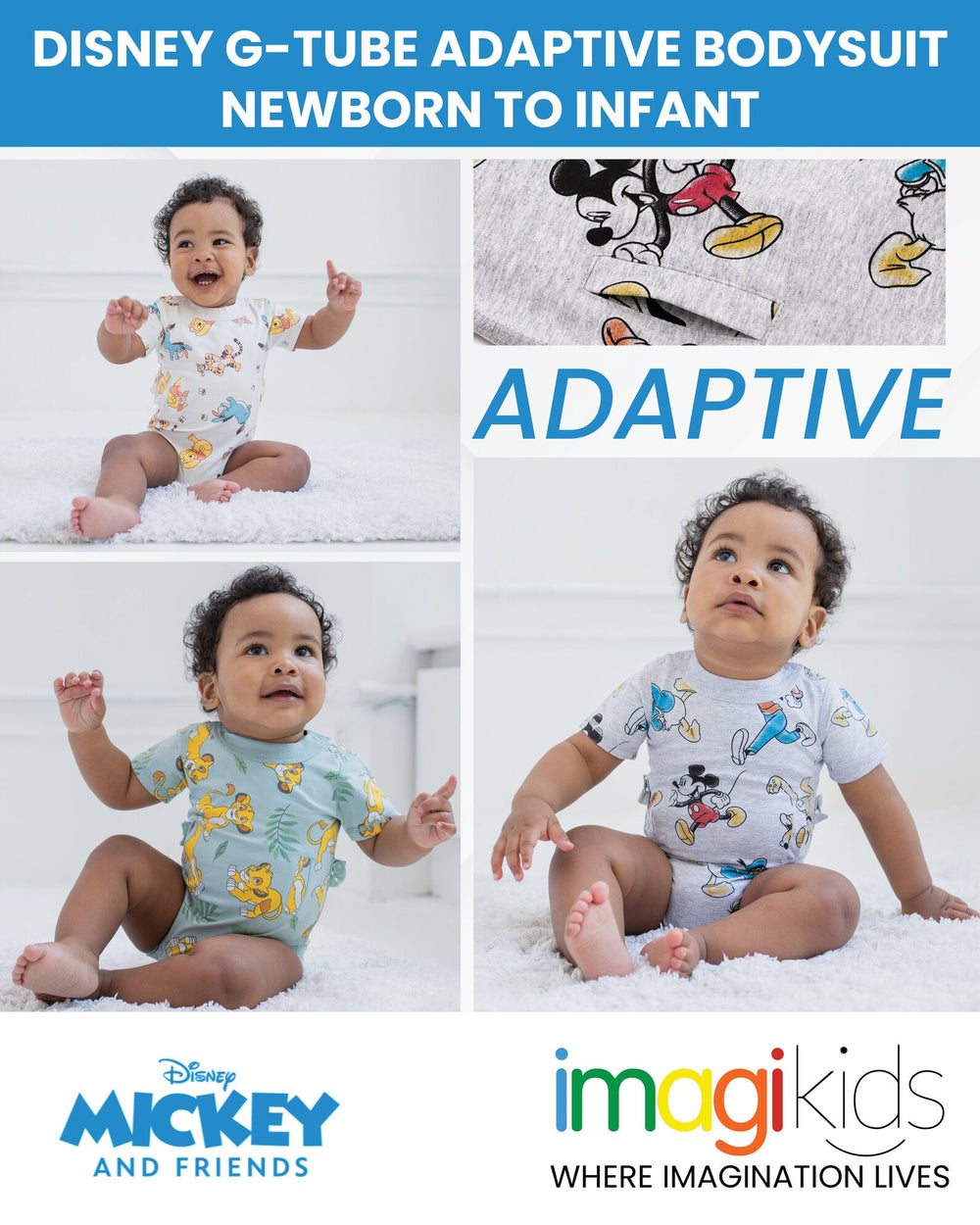 Disney Mickey Mouse G-Tube Adaptive Bodysuit - imagikids