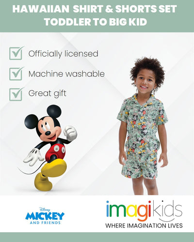 Disney Mickey Mouse Hawaiian Button Down Shirt and Shorts Outfit Set