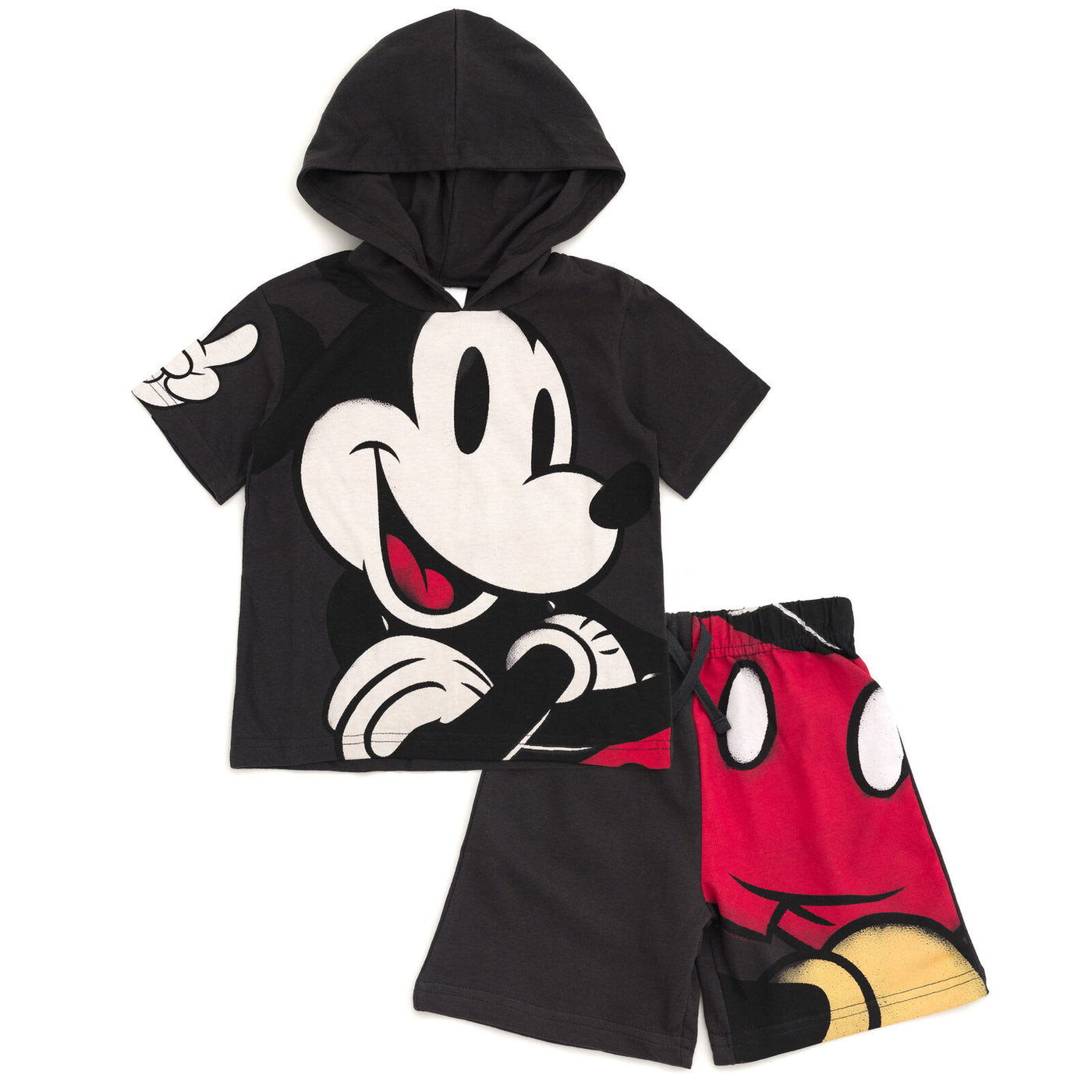 Disney Mickey Mouse Hooded T-Shirt and French Terry Shorts Outfit Set