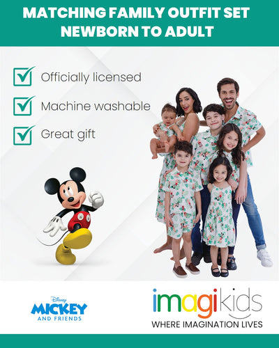 Disney Mickey Mouse Matching Family Hawaiian Button Down Shirt Shorts Outfit Set - imagikids