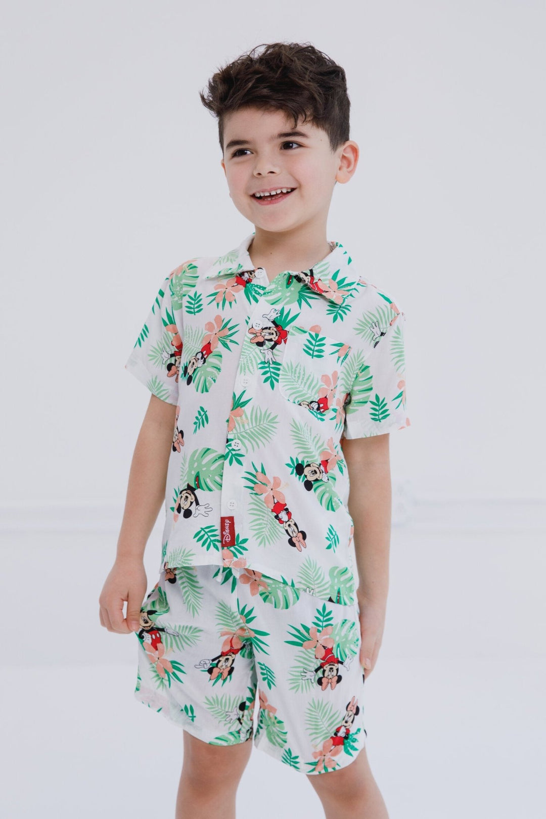 Disney Mickey Mouse Matching Family Hawaiian Button Down Shirt Shorts Outfit Set - imagikids