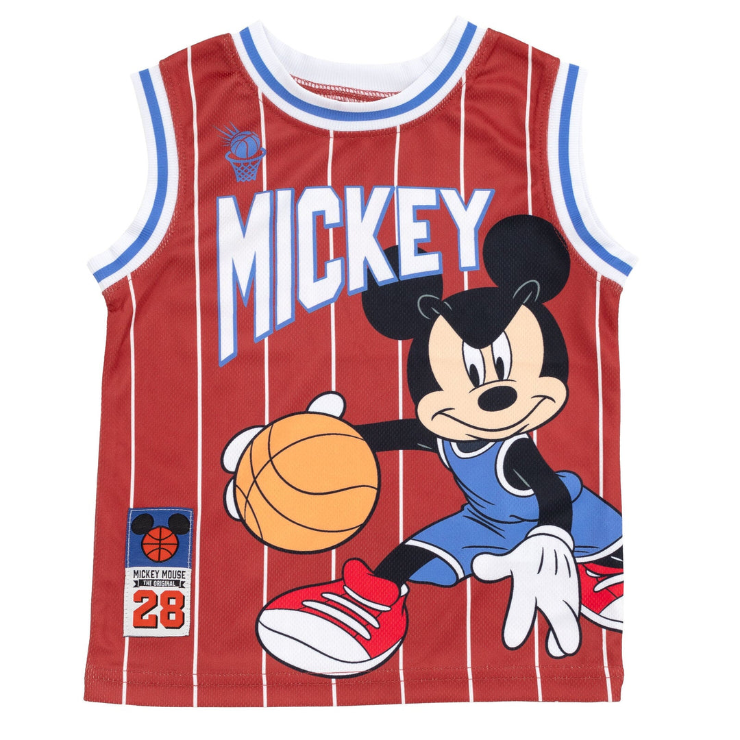 Disney Mickey Mouse Mesh Jersey Athletic Tank Top Basketball Shorts Outfit Set - imagikids