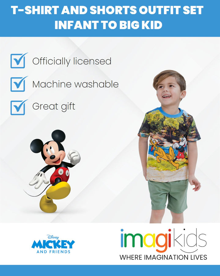 Disney Mickey Mouse T-Shirt and French Terry Shorts Outfit Set - imagikids