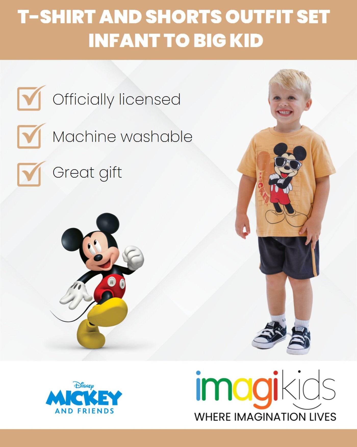 Disney Mickey Mouse T-Shirt and Mesh Shorts Outfit Set - imagikids
