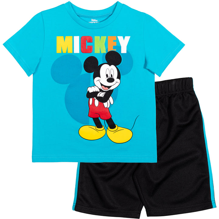 Disney Mickey Mouse T-Shirt and Mesh Shorts Outfit Set