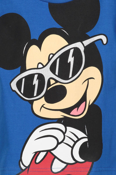 Conjunto de camiseta con gráfico de Mickey Mouse y pantalón corto de malla
