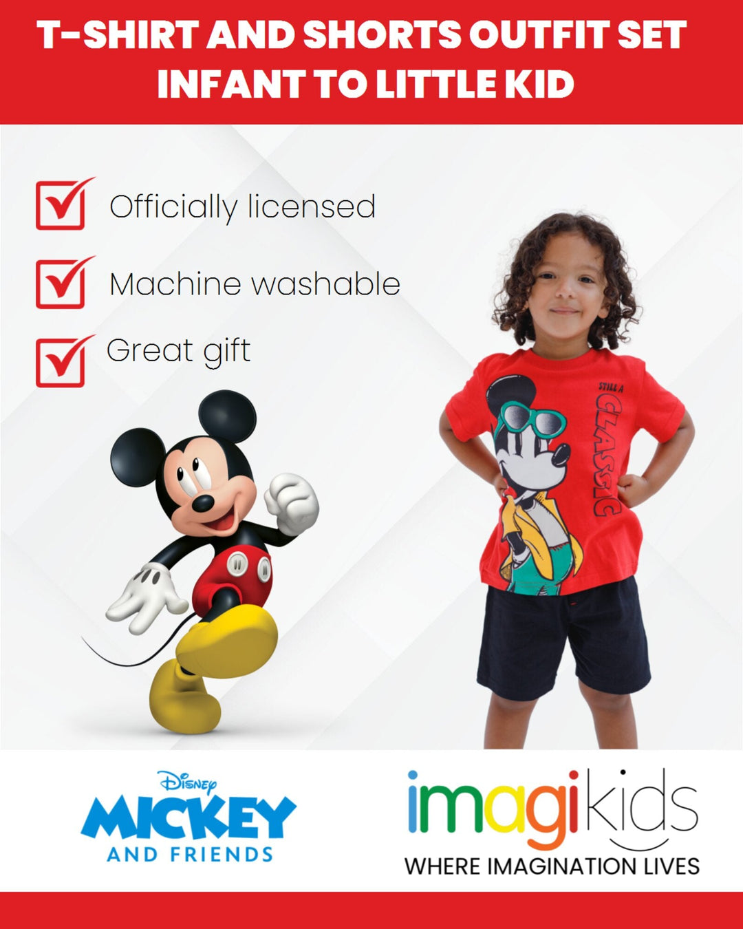 Disney Mickey Mouse T-Shirt and Twill Shorts Outfit Set - imagikids