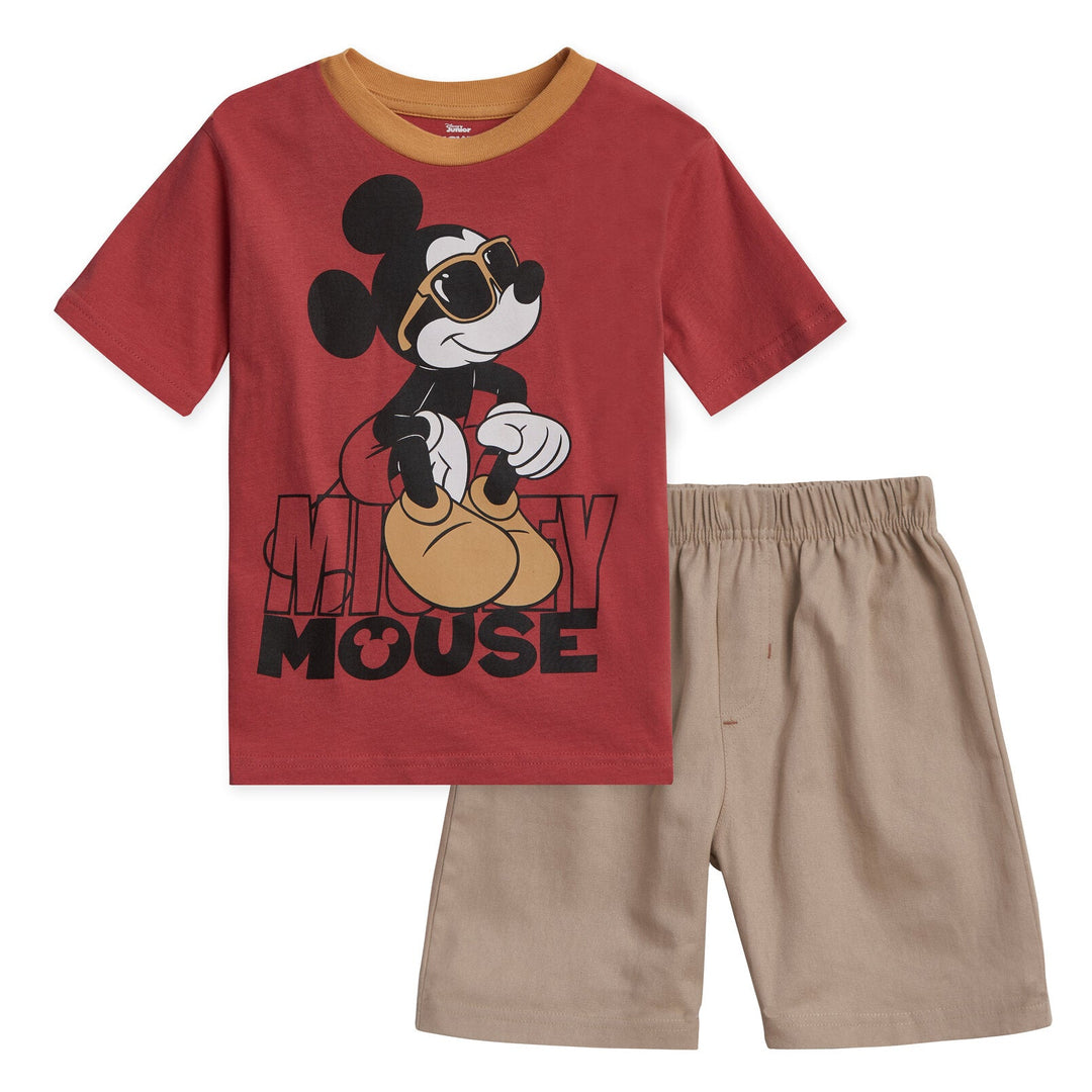 Disney Mickey Mouse T-Shirt and Twill Shorts Outfit Set - imagikids