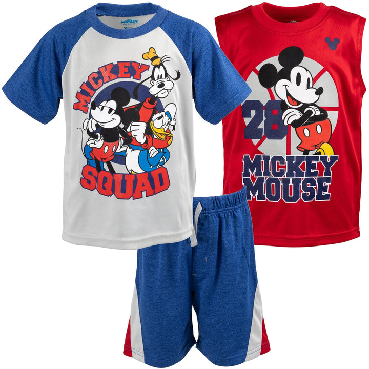 Disney Mickey Mouse T-Shirt Tank Top and Shorts 3 Piece Outfit Set - imagikids