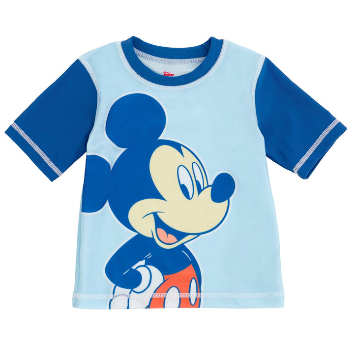 Disney Mickey Mouse UPF 50+ Rash Guard Swim Trunks Outfit Set - imagikids