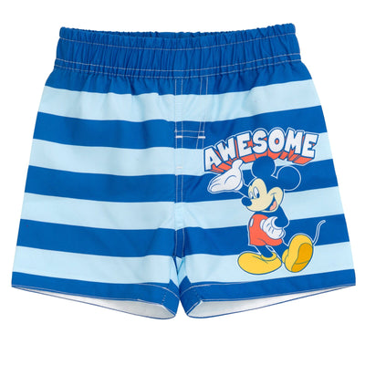 Disney Mickey Mouse UPF 50+ Rash Guard Swim Trunks Outfit Set - imagikids