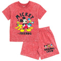 Disney Mickey Mouse Vintage Wash Drop Shoulder T-Shirt and Shorts Outfit Set