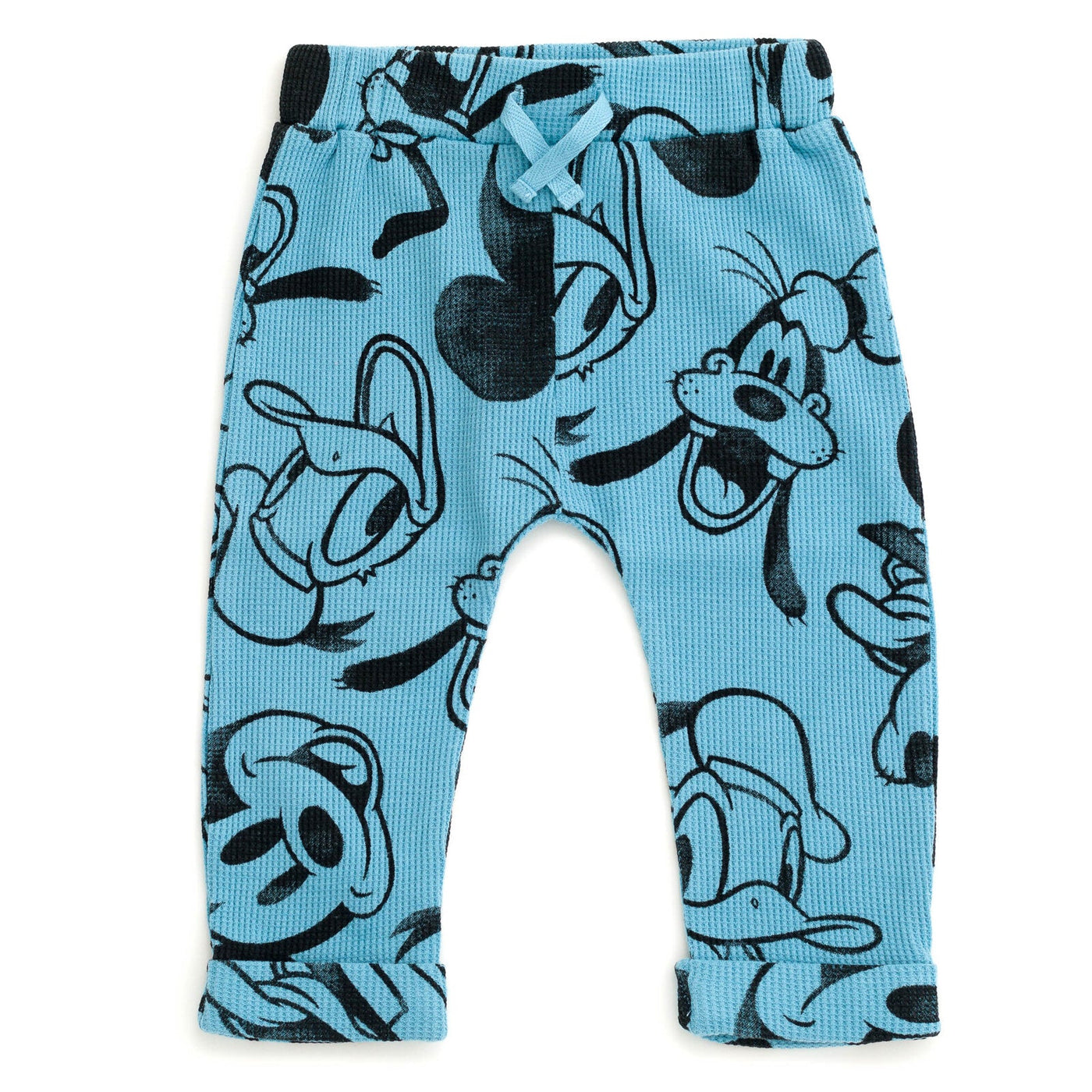 Disney Mickey Mouse Waffle Knit Drop Shoulder Sweatshirt and Jogger Pants Outfit Set - imagikids