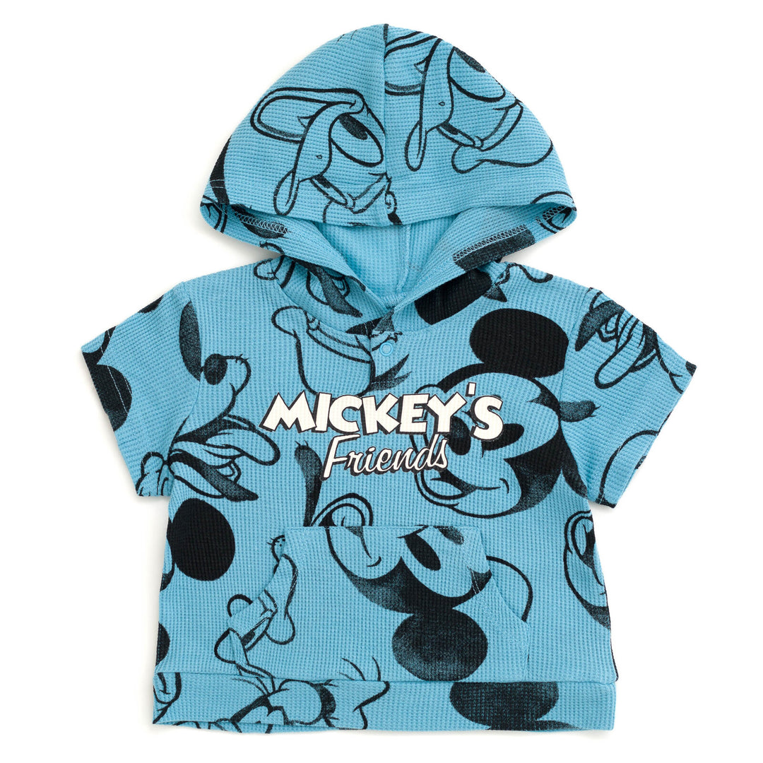 Disney Mickey Mouse Waffle Knit Pullover Hoodie and Shorts