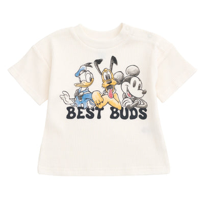 Disney Mickey Mouse Waffle knit T-Shirt Shorts Outfit Set - imagikids
