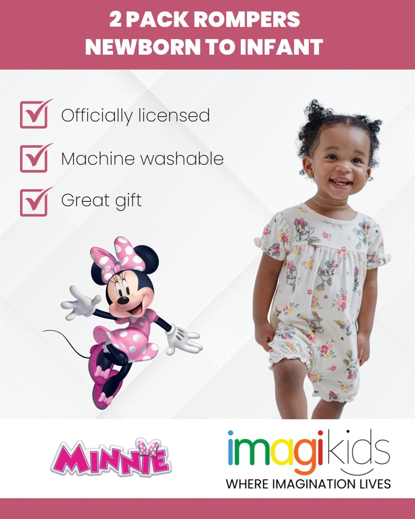 Disney Minnie Mouse 2 Pack Rompers - imagikids