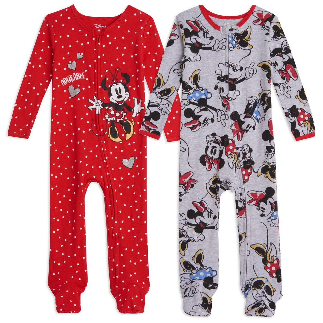 Disney Minnie Mouse 2 Pack Zip Up Sleep N' Play Coveralls - imagikids