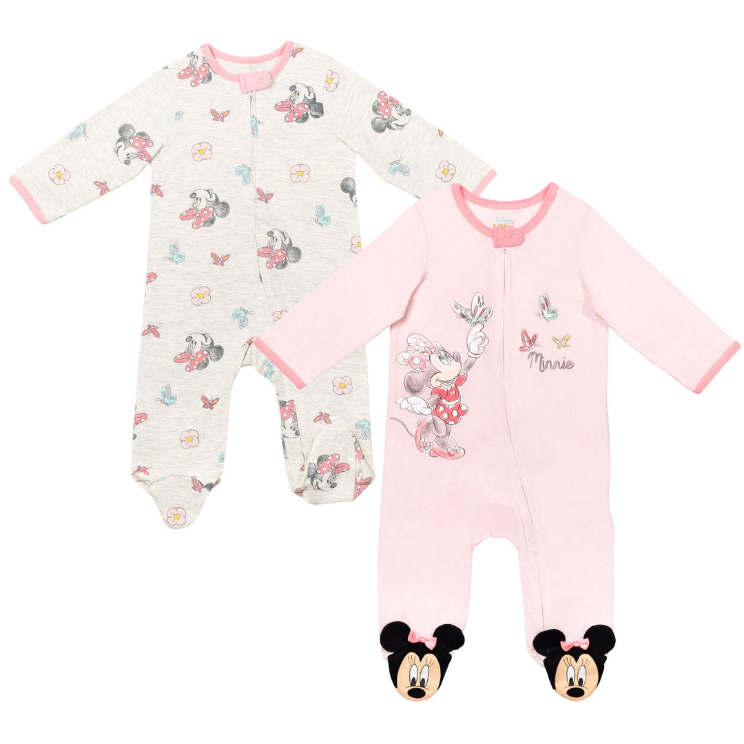 Disney Minnie Mouse 2 Pack Zip Up Sleep N' Play Coveralls - imagikids