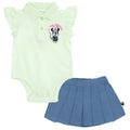 Disney Minnie Mouse Bodysuit and Chambray Pleated Skirt Outfit Set