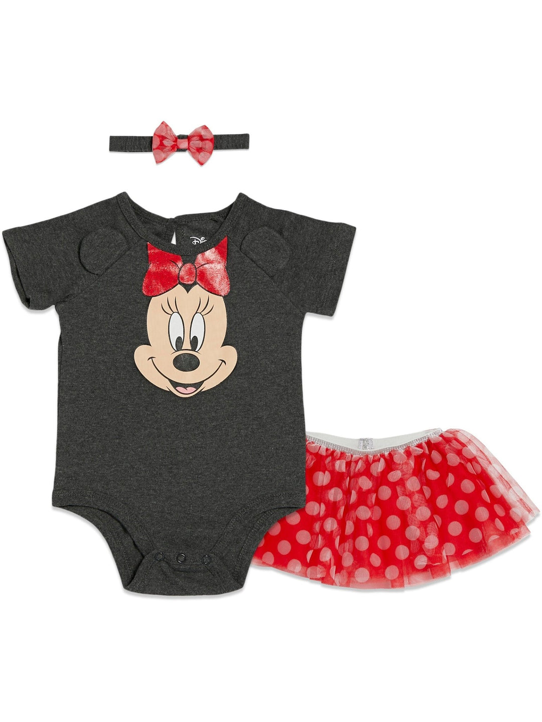 Disney Minnie Mouse Bodysuit Mesh Tutu and Headband 3 Piece Outfit Set - imagikids