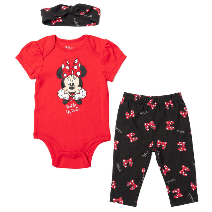 Disney Minnie Mouse Bodysuit Pants and Headband 3 Piece Outfit Set - imagikids