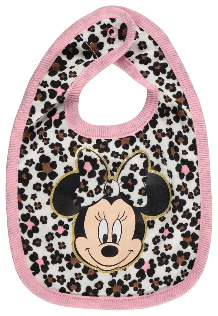 Disney Minnie Mouse Bodysuit Pants Bib and Hat 4 Piece Outfit Set - imagikids