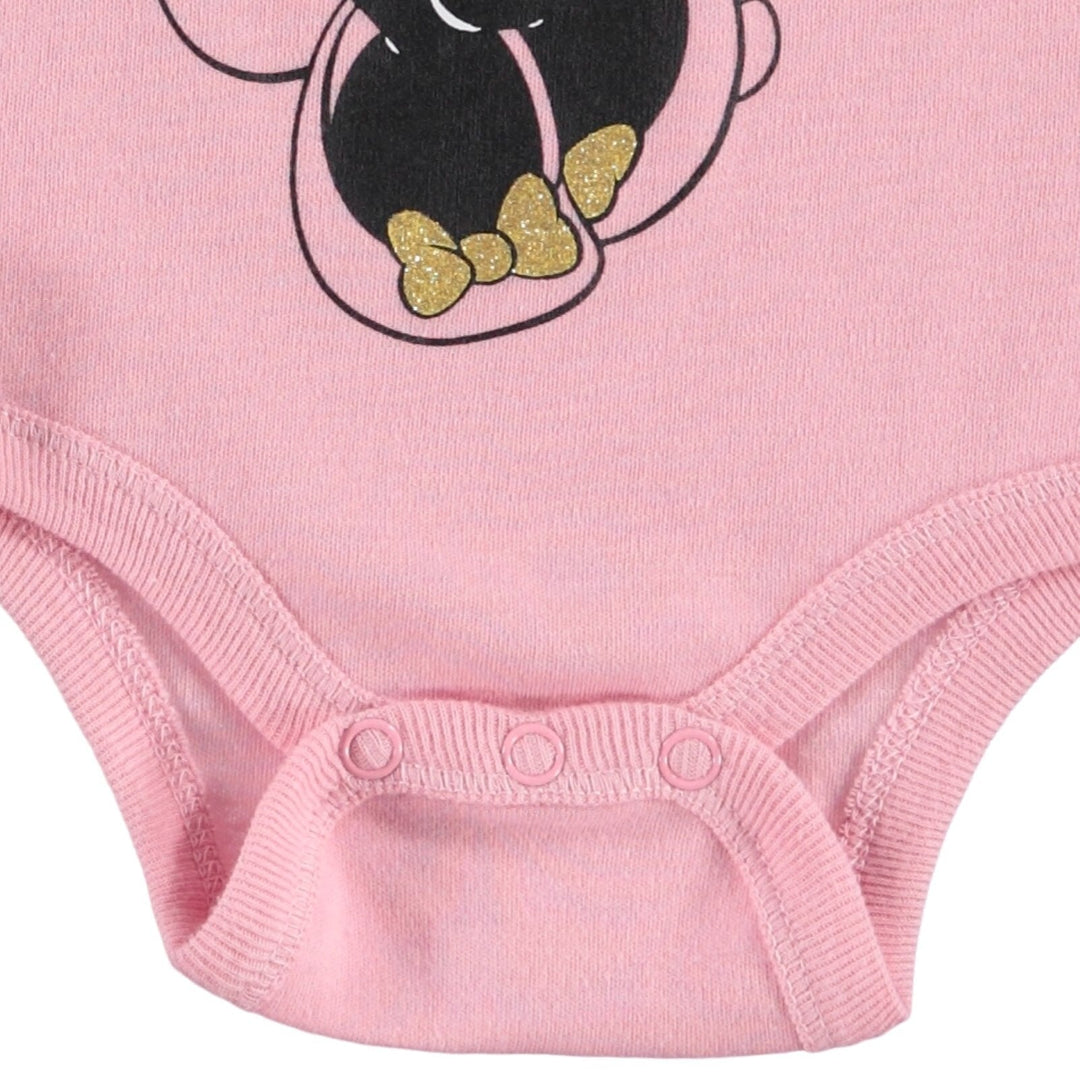 Disney Minnie Mouse Bodysuit Pants Bib and Hat 4 Piece Outfit Set - imagikids