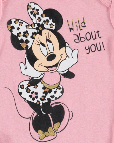 Disney Minnie Mouse Bodysuit Pants Bib and Hat 4 Piece Outfit Set - imagikids