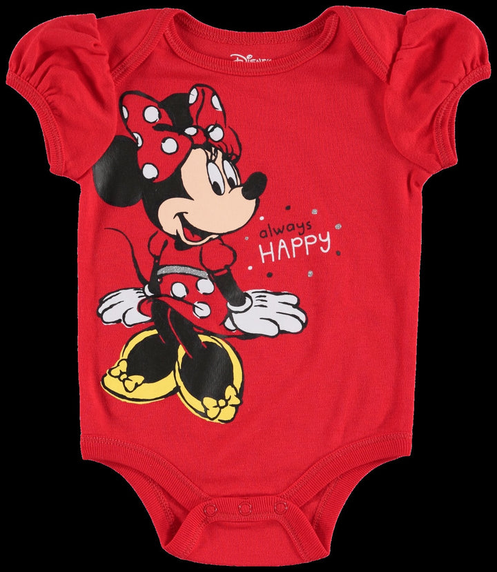 Disney Minnie Mouse Bodysuit Pants Bib and Hat 4 Piece Outfit Set - imagikids