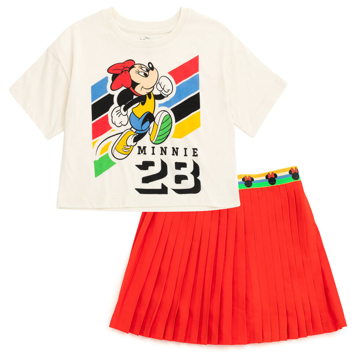 Disney Minnie Mouse Boxy Drop Shoulder T-Shirt and Pleated Skort