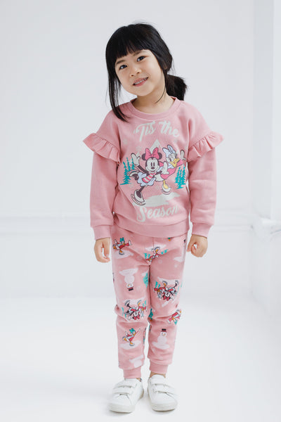 Disney Minnie Mouse Christmas Fleece Sweatshirt and Jogger Pants Outfit Set