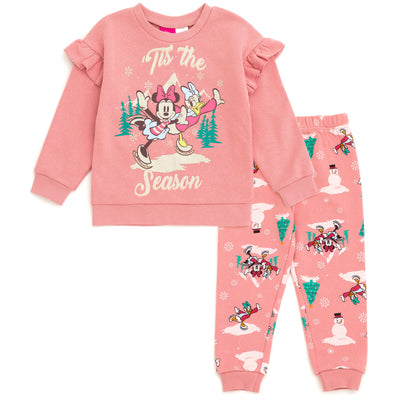 Disney Minnie Mouse Christmas Fleece Sweatshirt and Jogger Pants Outfit Set