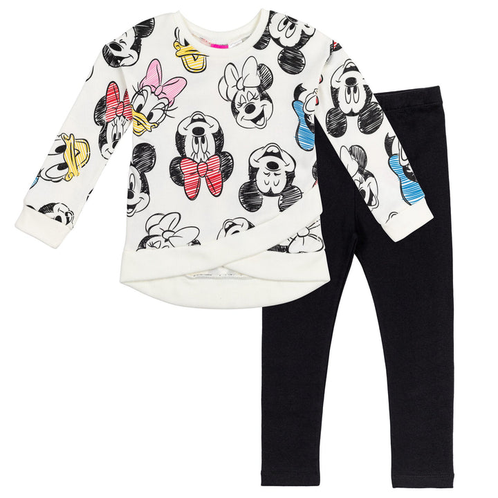 Disney Minnie Mouse Crossover Fleece Sweatshirt and Leggings Outfit Set - imagikids