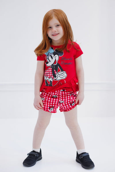 Disney Minnie Mouse Crossover T-Shirt and Bike Shorts Twill Outfit Set - imagikids