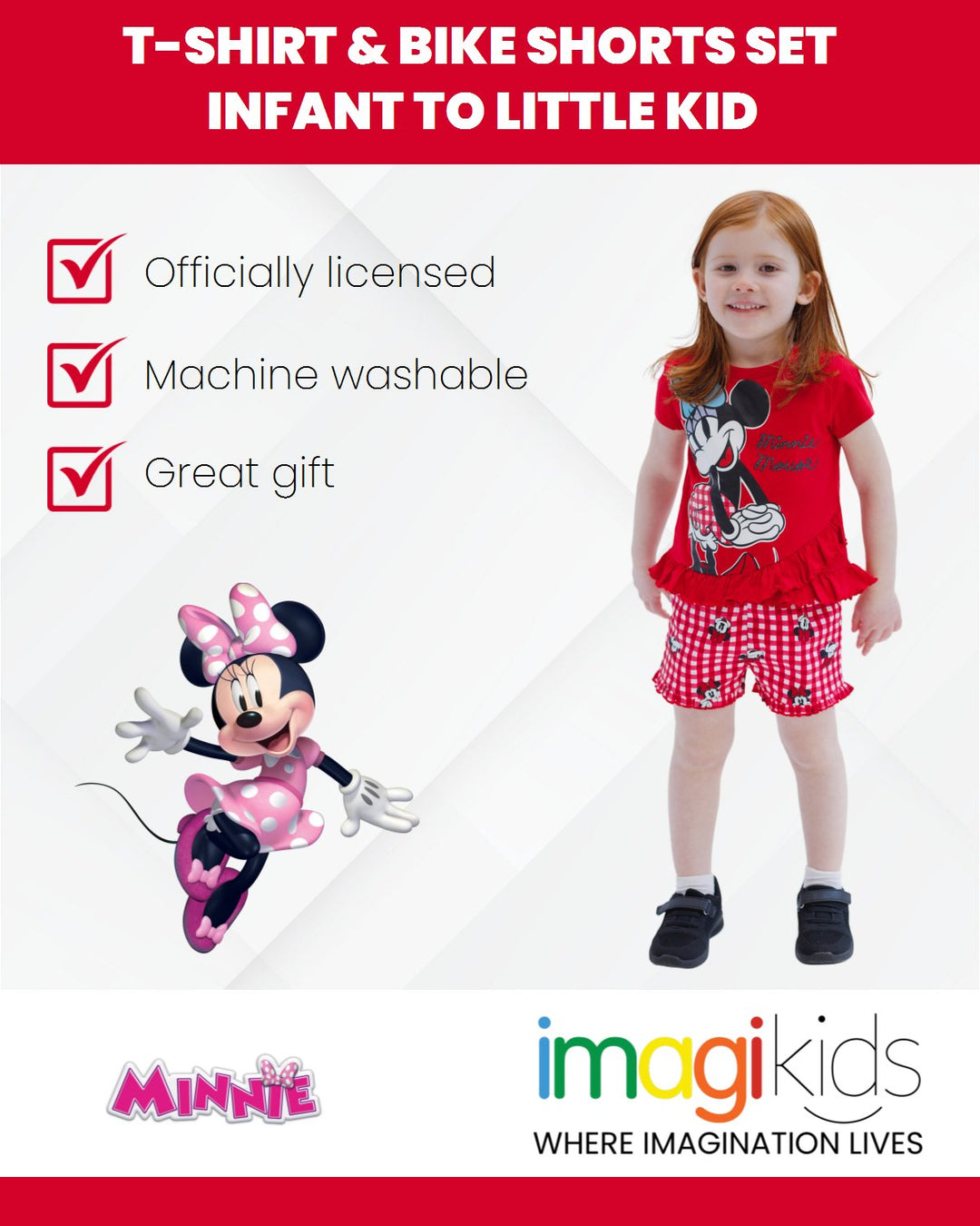 Disney Minnie Mouse Crossover T-Shirt and Bike Shorts Twill Outfit Set - imagikids