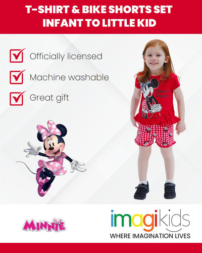 Disney Minnie Mouse Crossover T-Shirt and Bike Shorts Twill Outfit Set - imagikids