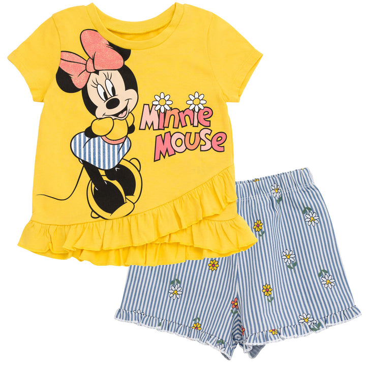 Disney Minnie Mouse Crossover T-Shirt and Chambray Shorts Outfit Set