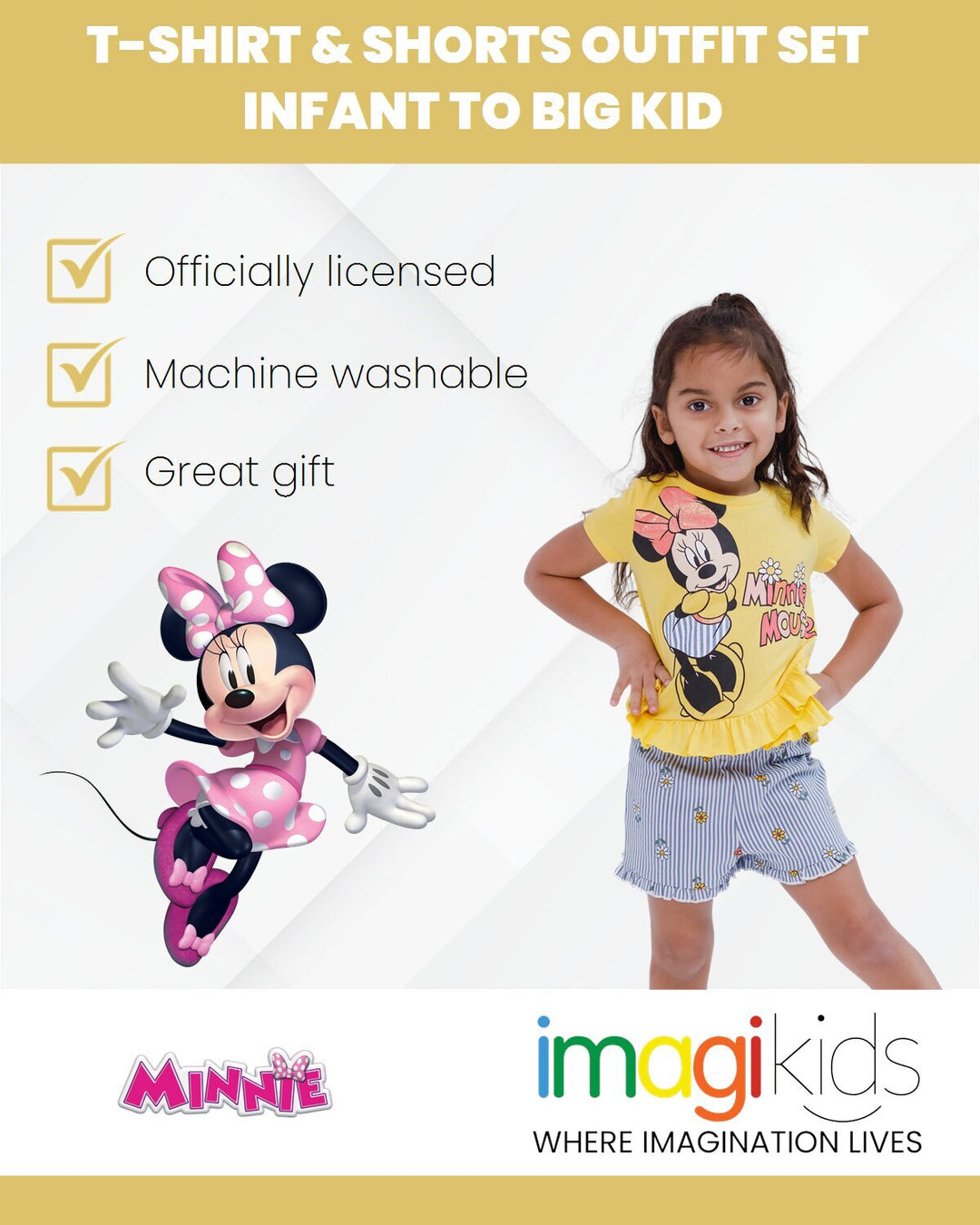 Disney Minnie Mouse Crossover T-Shirt and Chambray Shorts Outfit Set