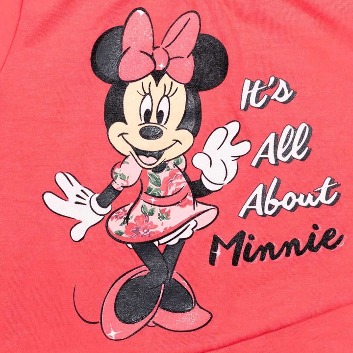 Disney Minnie Mouse Crossover T-Shirt Bike Shorts and Scrunchie 3 Piece Outfit Set - imagikids