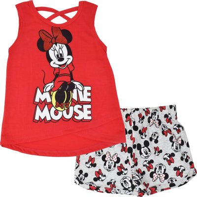 Disney Minnie Mouse Crossover Tank Top and Dolphin French Terry Shorts Outfit Set - imagikids