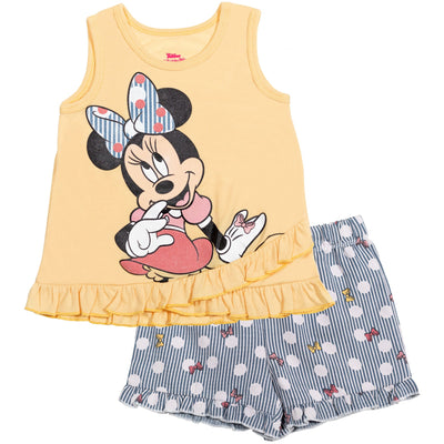 Disney Minnie Mouse Crossover Tank Top and Shorts Outfit Set - imagikids