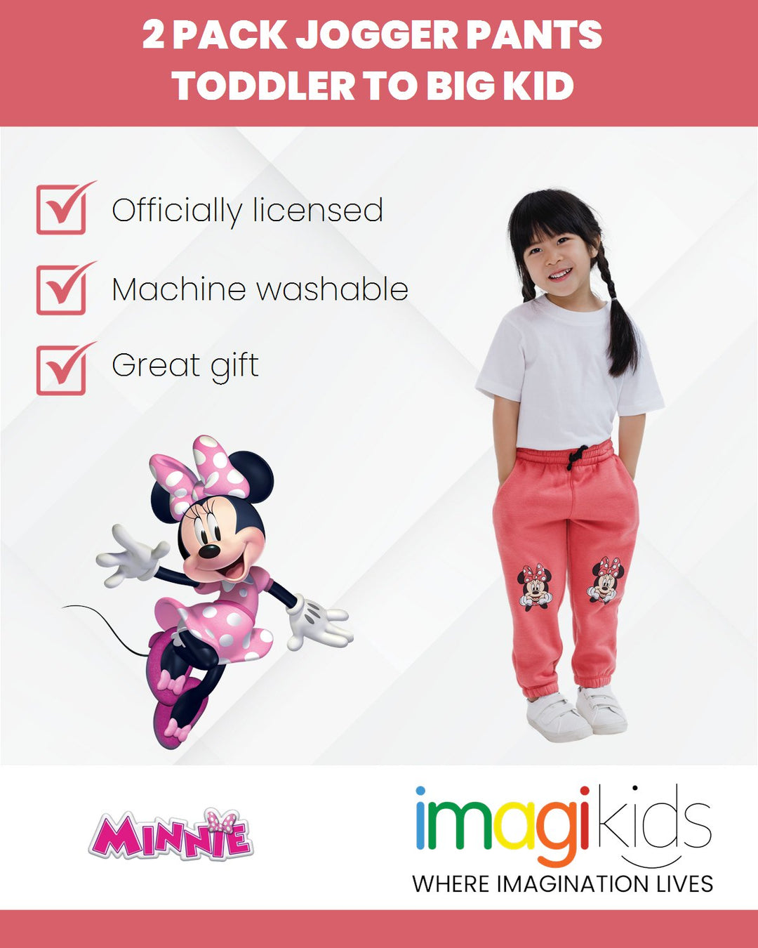 Disney Minnie Mouse Fleece 2 Pack Jogger Pants - imagikids