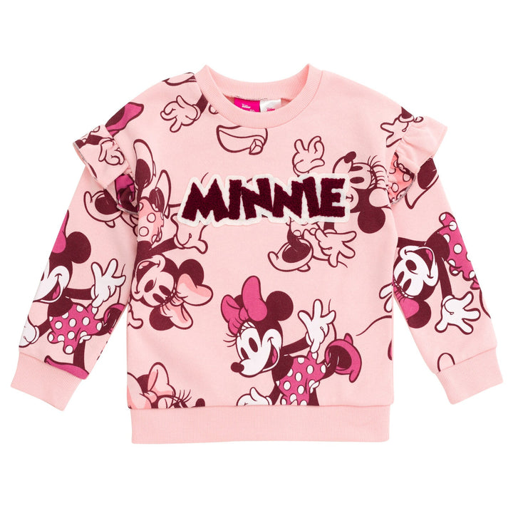 Disney Minnie Mouse Fleece Drop Shoulder Sweatshirt and Jogger Pants Outfit Set - imagikids