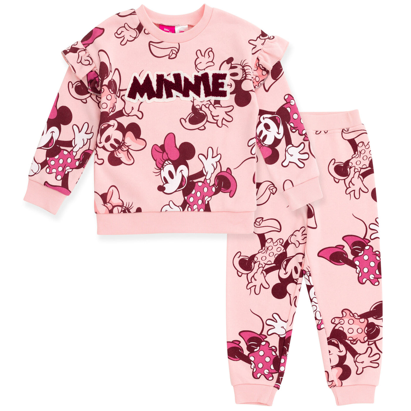 Disney Minnie Mouse Fleece Drop Shoulder Sweatshirt and Jogger Pants Outfit Set