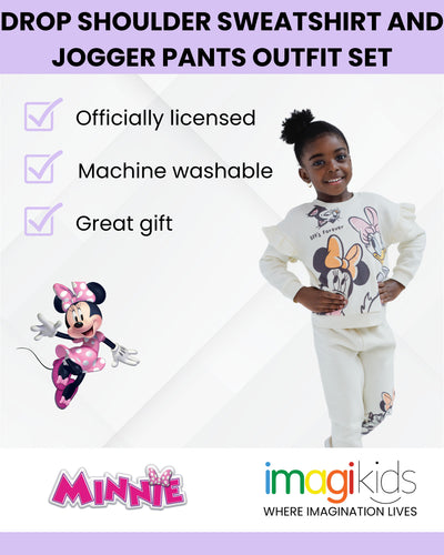 Disney Minnie Mouse Fleece Drop Shoulder Sweatshirt and Jogger Pants Outfit Set