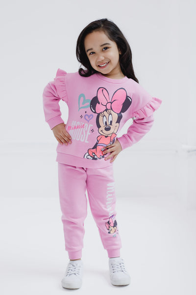 Disney Minnie Mouse Fleece Drop Shoulder Sweatshirt and Jogger Pants Outfit Set