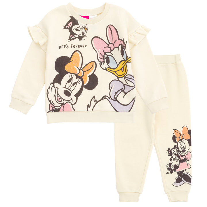 Disney Minnie Mouse Fleece Drop Shoulder Sweatshirt and Jogger Pants Outfit Set