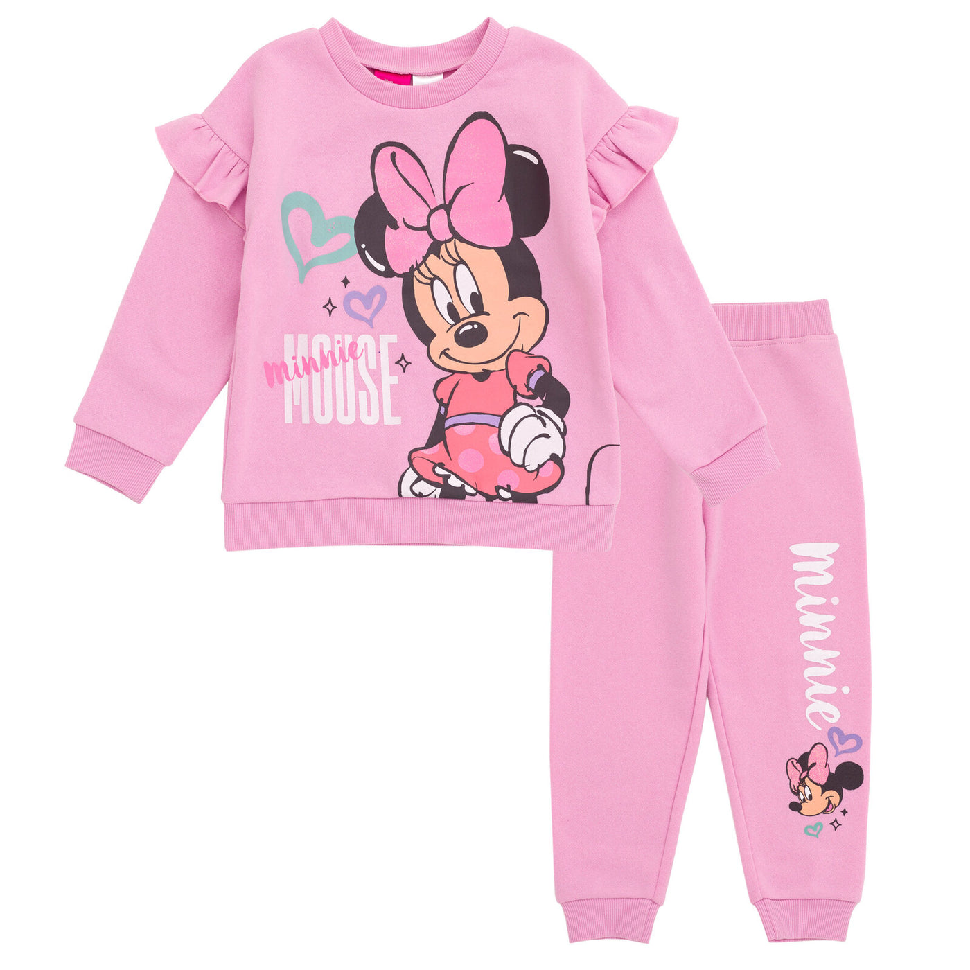 Disney Minnie Mouse Fleece Drop Shoulder Sweatshirt and Jogger Pants Outfit Set