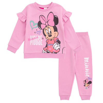 Disney Minnie Mouse Fleece Drop Shoulder Sweatshirt and Jogger Pants Outfit Set