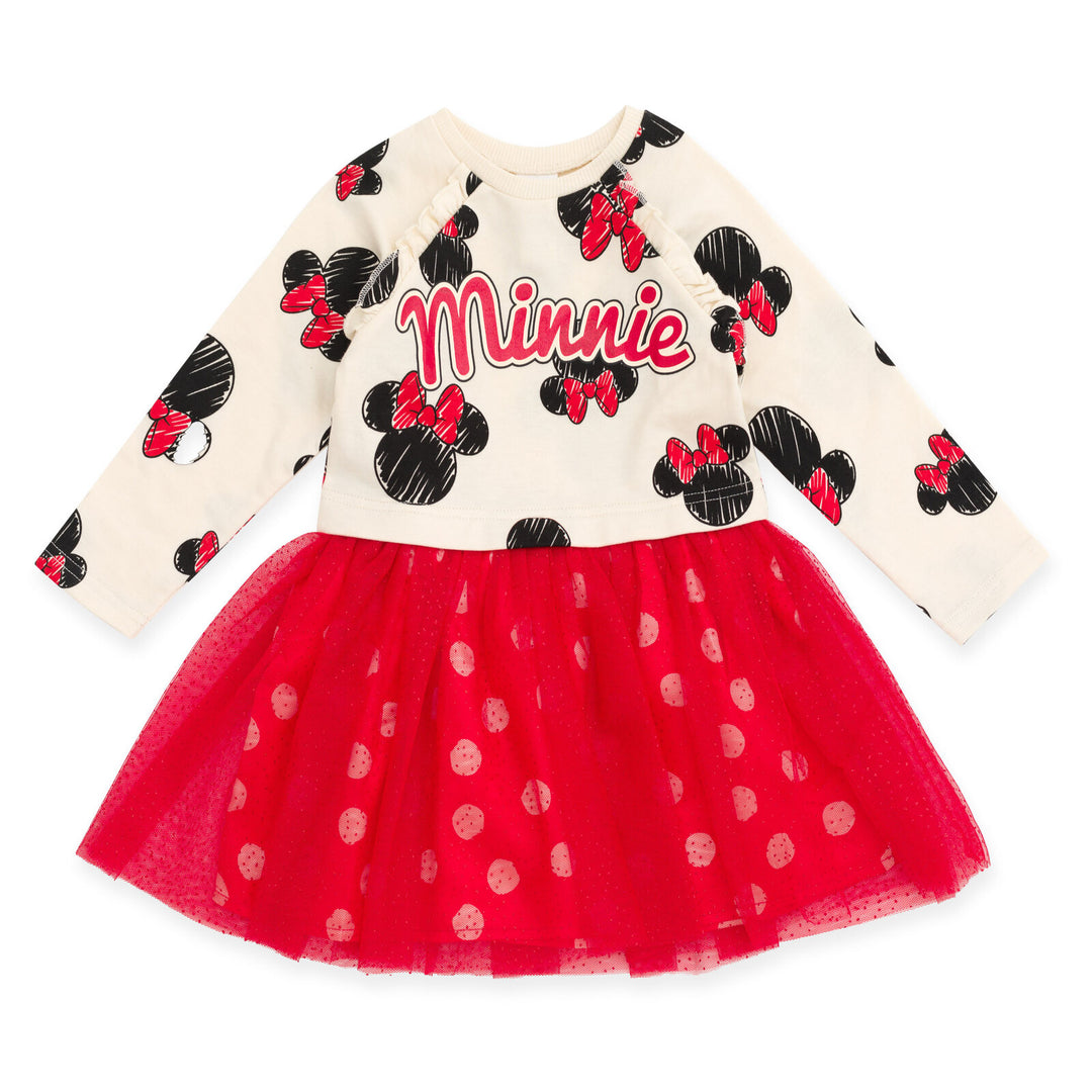 Disney Minnie Mouse French Terry Dress Polka Dots Toddler to Big Kid Disney Minnie Mouse French Terry Dress Polka Dots Toddler to Big Kid